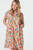 Orange | Leaf Print Knee Length Shift Dress
