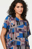 Blue | Abstract Relaxed Knee Length Shift Dress

