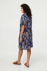 Blue | Abstract Relaxed Knee Length Shift Dress
