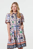 Pink | Printed Tie-Up Waist Knee Length Dress
