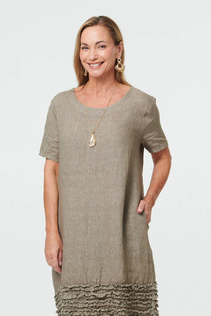 Grey | Frill Hem Short Relaxed Shift Dress