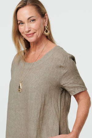 Grey | Frill Hem Short Relaxed Shift Dress
