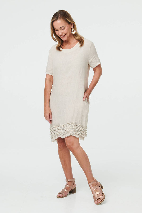 Linen | Frill Hem Short Relaxed Shift Dress