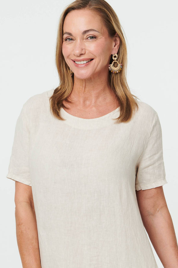 Linen | Frill Hem Short Relaxed Shift Dress