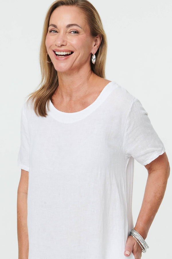 White | Frill Hem Short Relaxed Shift Dress