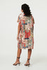 Beige | Patchwork Print Knee Length Shift Dress
