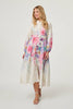 Cream | Border Print Belt Detail Midi Dress
