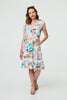 White | Patchwork Print Lace Knee Length Dress
