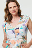 White | Patchwork Print Lace Knee Length Dress
