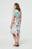 White | Patchwork Print Lace Knee Length Dress
