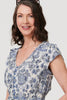 Blue | Paisley Cap Sleeve Knee Length Dress
