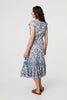 Blue | Paisley Cap Sleeve Knee Length Dress
