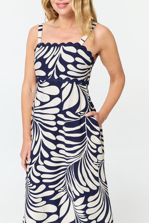 Navy | Printed A-Line Cami Strap Maxi Dress