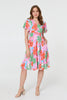 Pink | Abstract Shirred Knee Length Dress