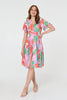 Pink | Abstract Shirred Knee Length Dress
