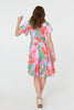 Pink | Abstract Shirred Knee Length Dress