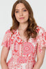 Orange | Paisley Print Shirred Knee Length Dress