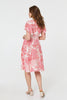 Orange | Paisley Print Shirred Knee Length Dress