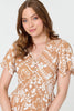Brown | Printed Shirred Knee Length Dress