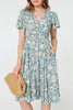 Sage | Abstract Print Shirred Knee Length Dress