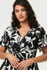 Black | Leaf Print Tie Waist Knee Length Dress
