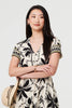 Black | Leaf Print Short Sleeve Maxi Smock Dress
