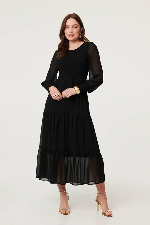 long sleeve maxi dress casual uk maxi women's dresses MO&Co. Women's Comfy Long Sleeves Casual A-line Black Maxi Dress Black Size S