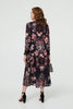 Black | Printed Long Sleeve Empire Maxi Dress
