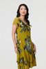 Green | Floral Short Sleeve Knee Length Dress
