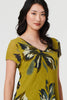Green | Floral Short Sleeve Knee Length Dress
