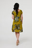 Green | Floral Short Sleeve Knee Length Dress

