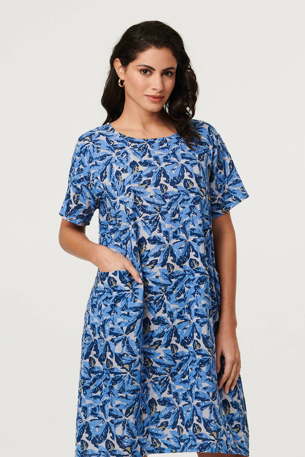 Blue | Floral Relaxed Short Shift Dress