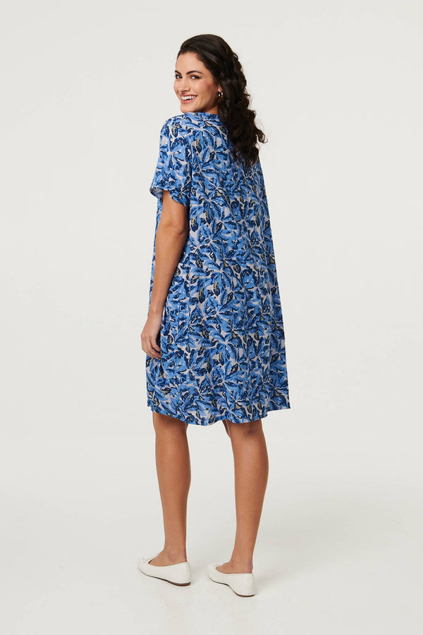 Blue | Floral Relaxed Short Shift Dress