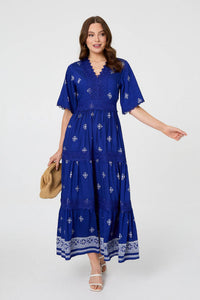 Short Sleeve Crochet Maxi Dress