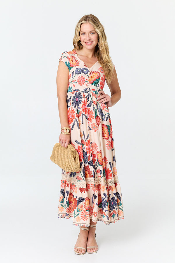 floral party dresses uk A-Line Court Train Party Dresses Floral Flying Dress Long Sleeve V Neck Garden Party Wedding Guest Polyester with Print Strappy 2026