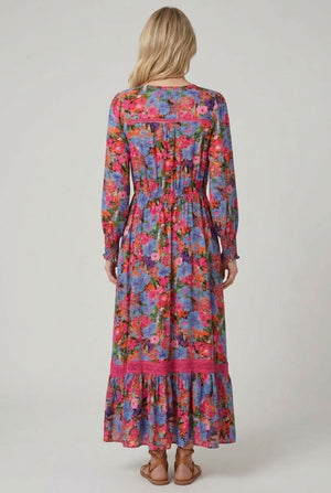 Fuchsia | Ditsy Floral Long Sleeve Maxi Dress