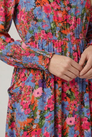 Fuchsia | Ditsy Floral Long Sleeve Maxi Dress