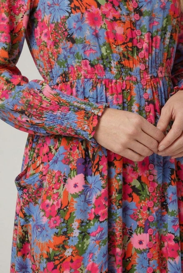 Pink | Ditsy Floral Long Sleeve Maxi Dress