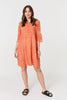 Orange | Lace Mesh Textured 1/2 Sleeve Mini Dress

