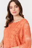 Orange | Lace Mesh Textured 1/2 Sleeve Mini Dress

