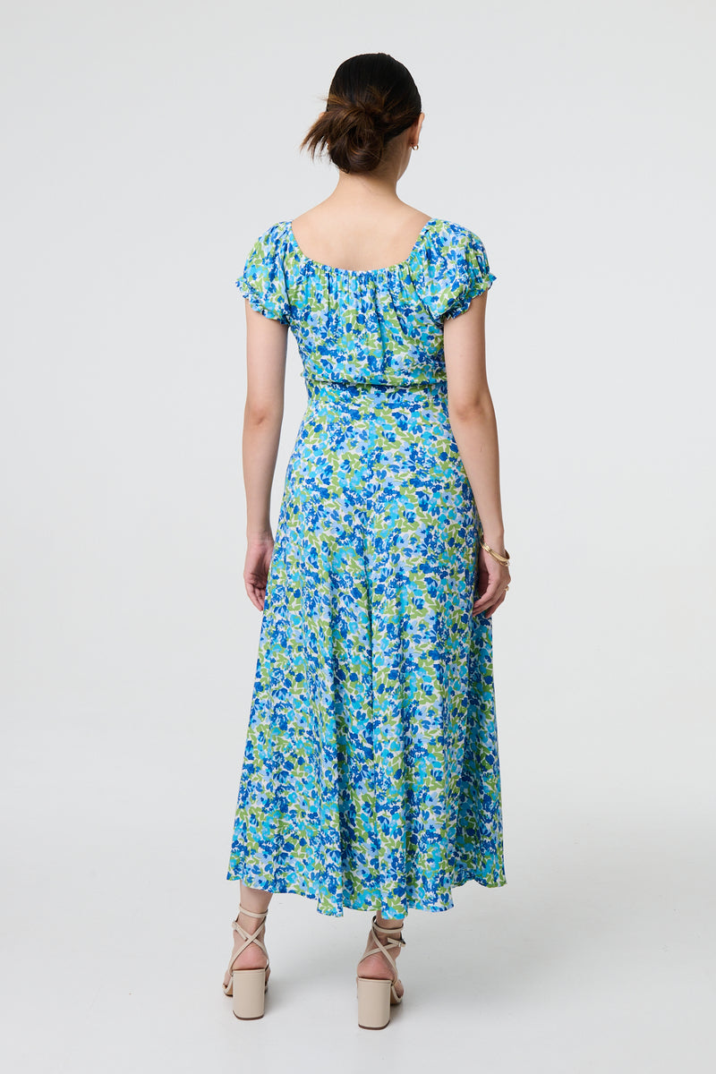 Ditsy Floral Bardot Smock Midi Dress | Izabel London Ditsy Floral Bardot Smock Midi Dress | Izabel London