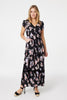 Black | Floral Lace Trim Maxi Dress