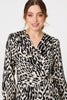 Black | Animal Print Ruffled Midi Wrap Dress
