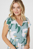 Green | Lilly Print Lace Trim Maxi Dress