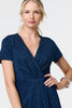 Blue | Sparkly Ruched Short Sleeve Midi Dress
