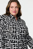 Black | Printed Tie Waist Midi Shirt Dress