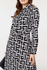 Black | Printed Tie Waist Midi Shirt Dress