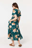 Green | Floral Lace Trim A-Line Midi Dress