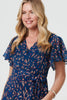 Blue | Printed Asymmetric Short Tie Wrap Dress
