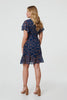 Blue | Printed Asymmetric Short Tie Wrap Dress
